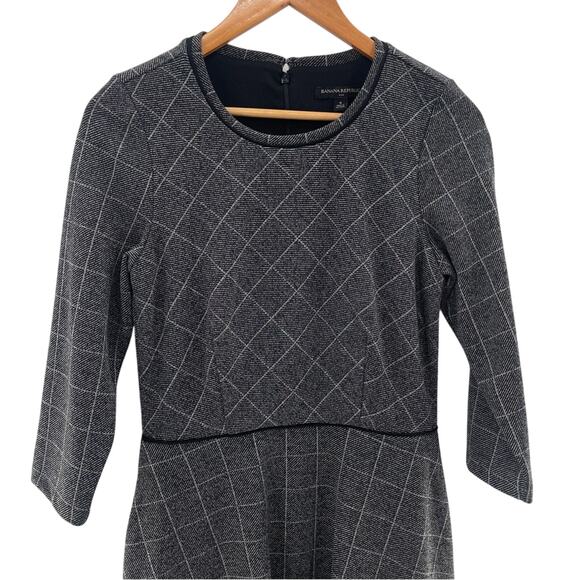 NWT Banana Republic Gray Windowpane 3/4 Sleeve
Scoop Neck Casual Dress Size 6 - Picture 2 of 11